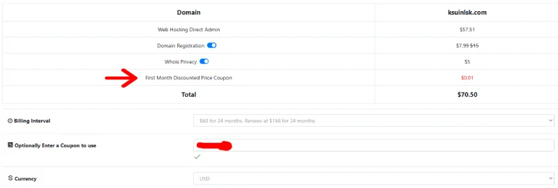 interserver coupon code checkout